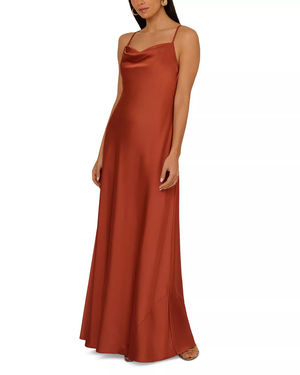 Luxe Column Cowl Neck Spaghetti Strap Open Back Floor Length For Sale Prom Dress