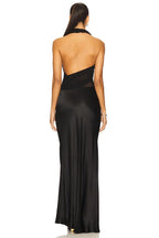 Luxe Mermaid Asymmetric Halter Neck Cutout Back Floor Length Prom Dress