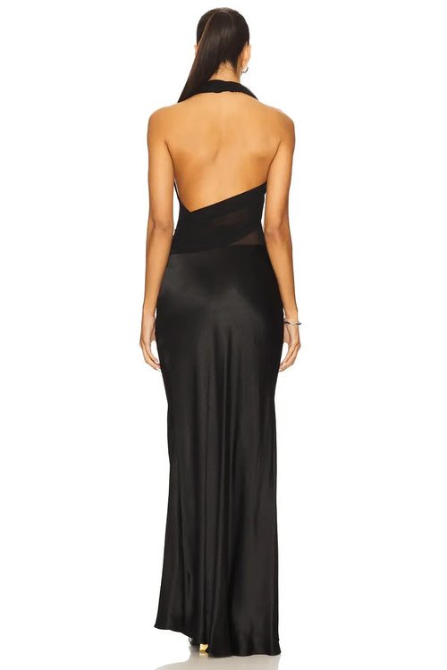 Robe de bal sirène asymétrique à licou, découpée dans le dos, longueur ras du sol, de luxe