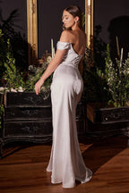 Luxe Mermaid Cowl Neck Off the Shoulder Open Back Floor Length Prom Dress