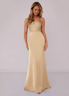 Luxe Mermaid Cross Halter Neck Sleeveless Open Back Floor Length Bridesmaid Dress