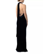 Luxe Mermaid Halter Neck Deep V Cutout Back Floor Length For Adults Prom Dress