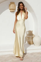 Luxe Mermaid Halter Neck Sleeveless Open Back Floor Length Prom Dress