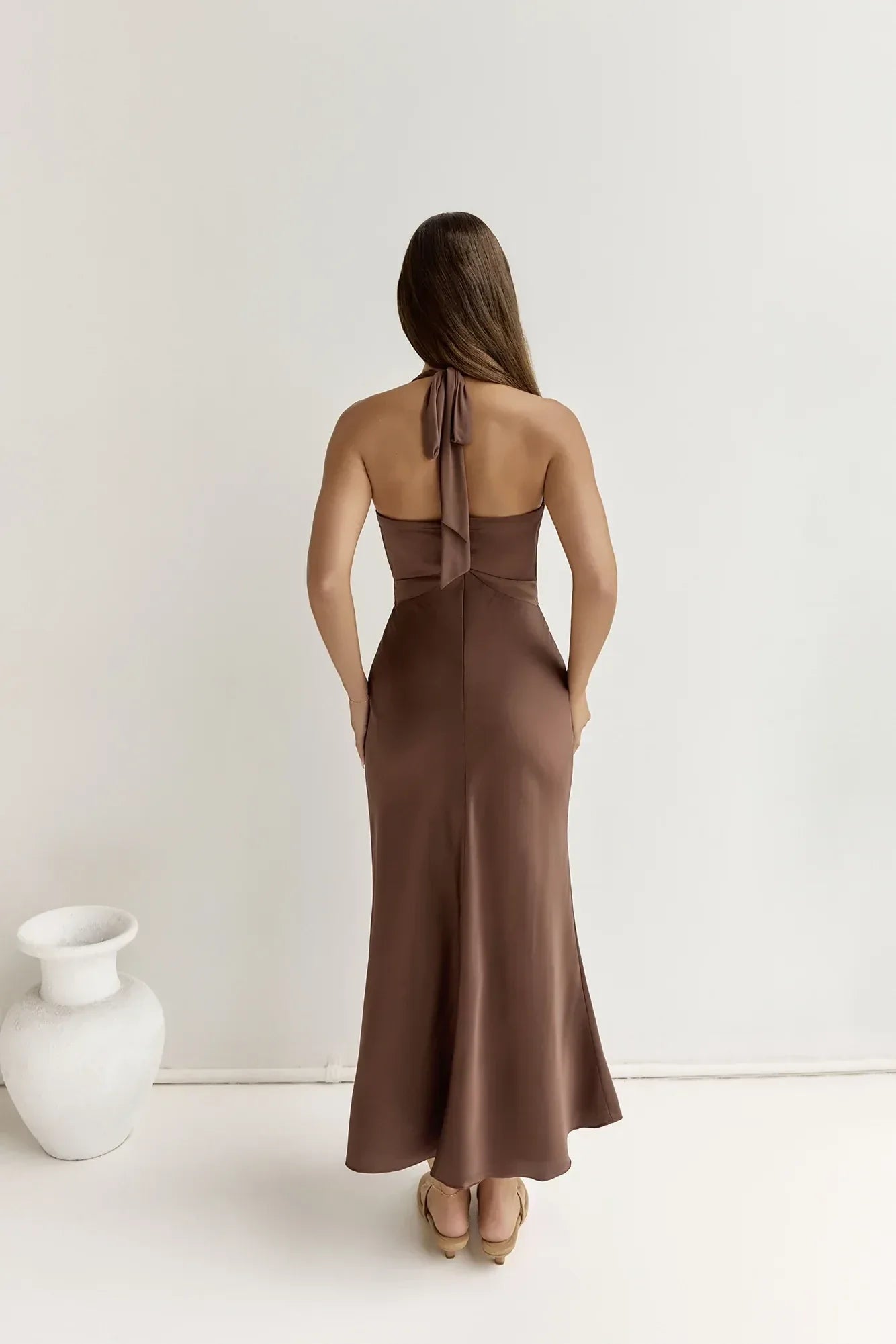 Luxe Mermaid Halter Neck Sleeveless Tie Back Floor Length Prom Dress