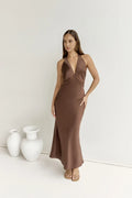 Luxe Mermaid Halter Neck Sleeveless Tie Back Floor Length Prom Dress