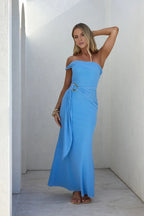 Luxe Mermaid Off Shoulder Ruched Bodice Draped Skirt Floor Length Prom Dress