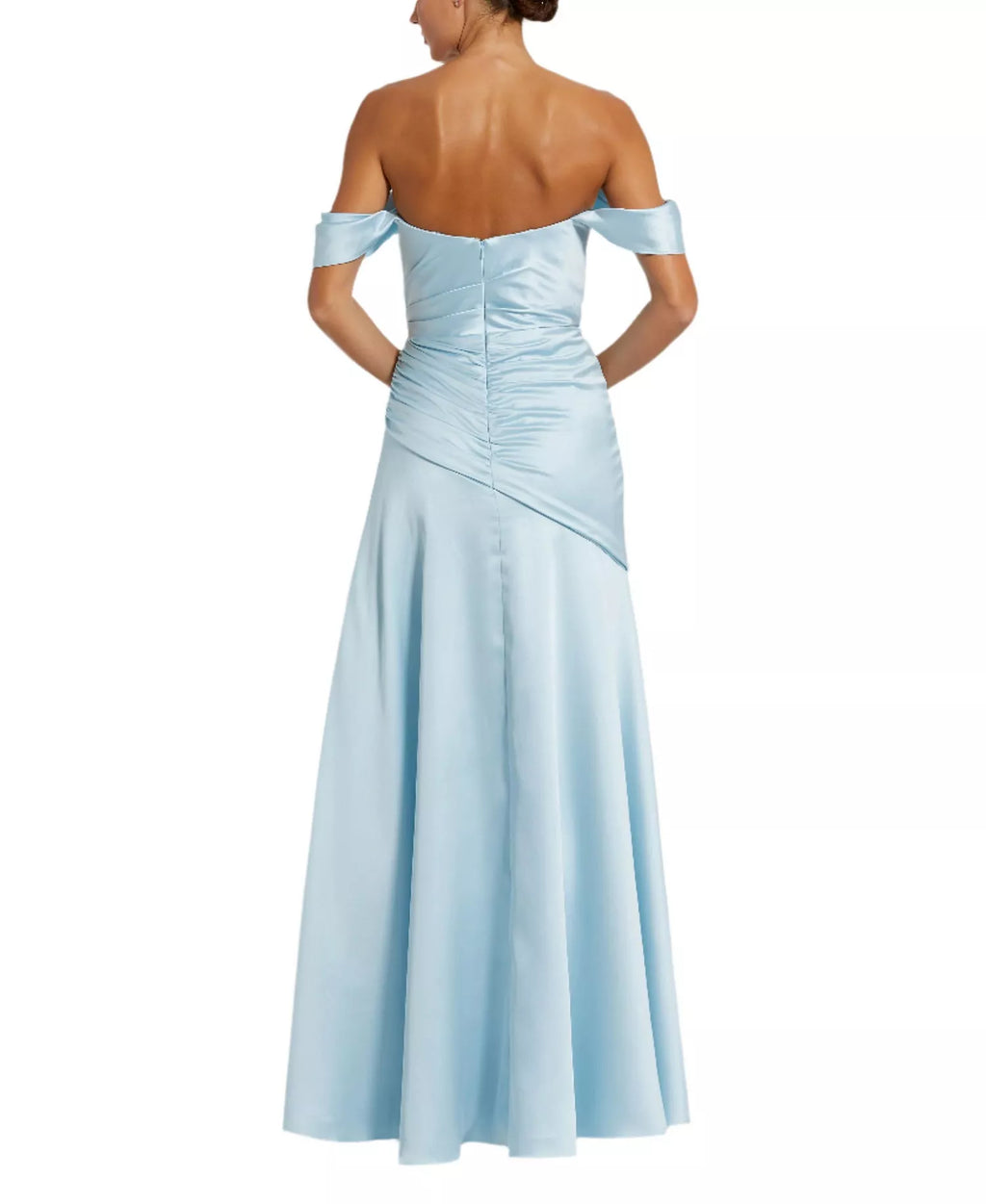 Luxe Mermaid Off the Shoulder Ruched Bodice High Slit Floor Length For Adults Prom Dress