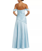 Luxe Mermaid Off the Shoulder Ruched Bodice High Slit Floor Length For Adults Prom Dress