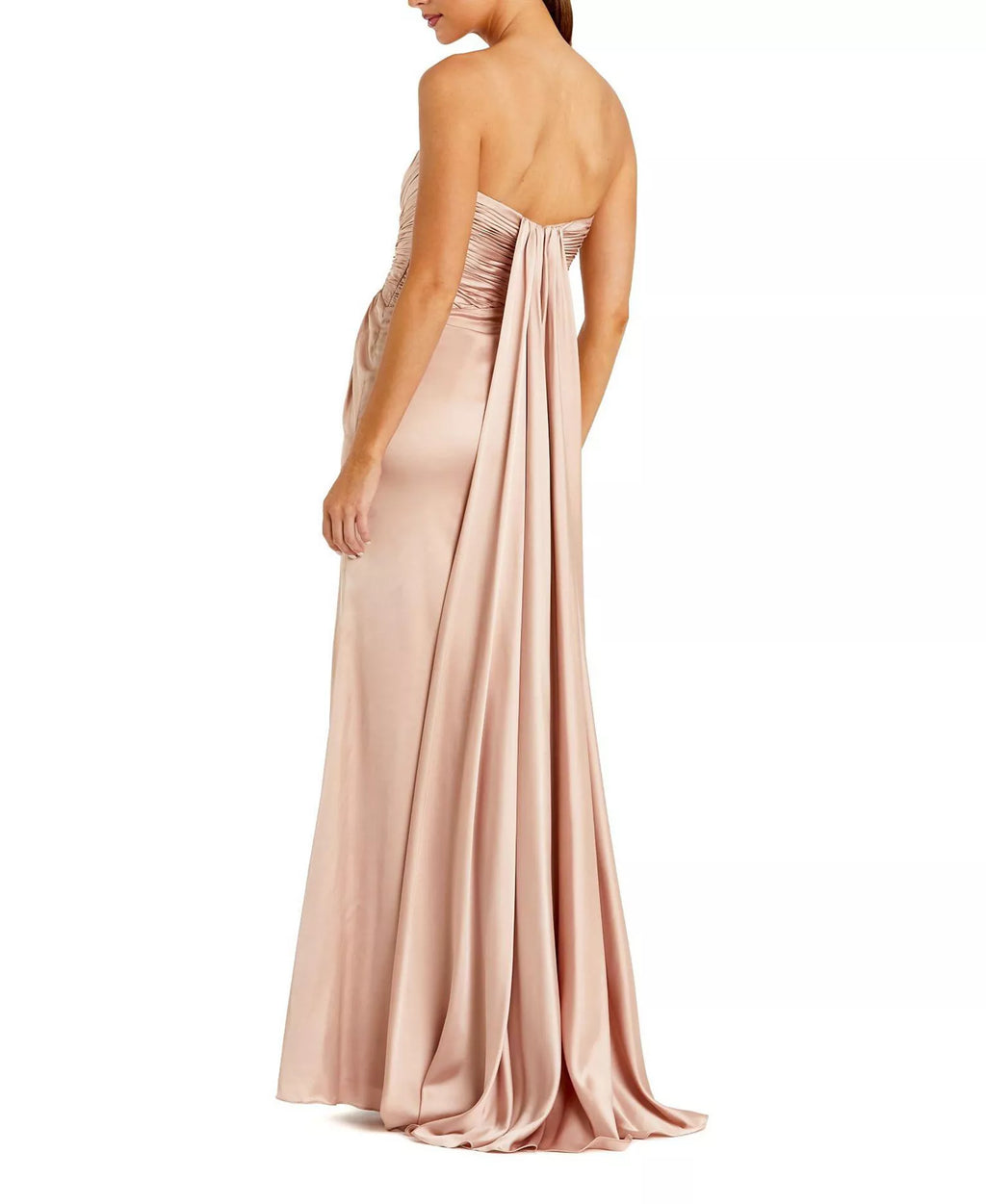 Luxe Mermaid Strapless Cutout Bodice Draped Train Floor Length For Sale Prom Dress ﻿