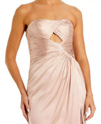 Luxe Mermaid Strapless Cutout Bodice Draped Train Floor Length For Sale Prom Dress ﻿