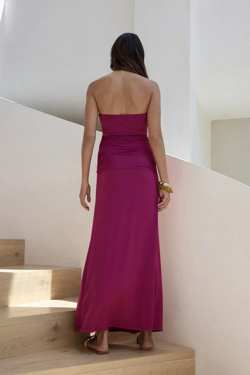 Robe de bal longue sans bretelles, coupe sirène, luxueuse, sans manches et froncée au dos