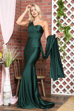 Luxe Mermaid Sweetheart One Shoulder Open Back Floor Length Prom Dress