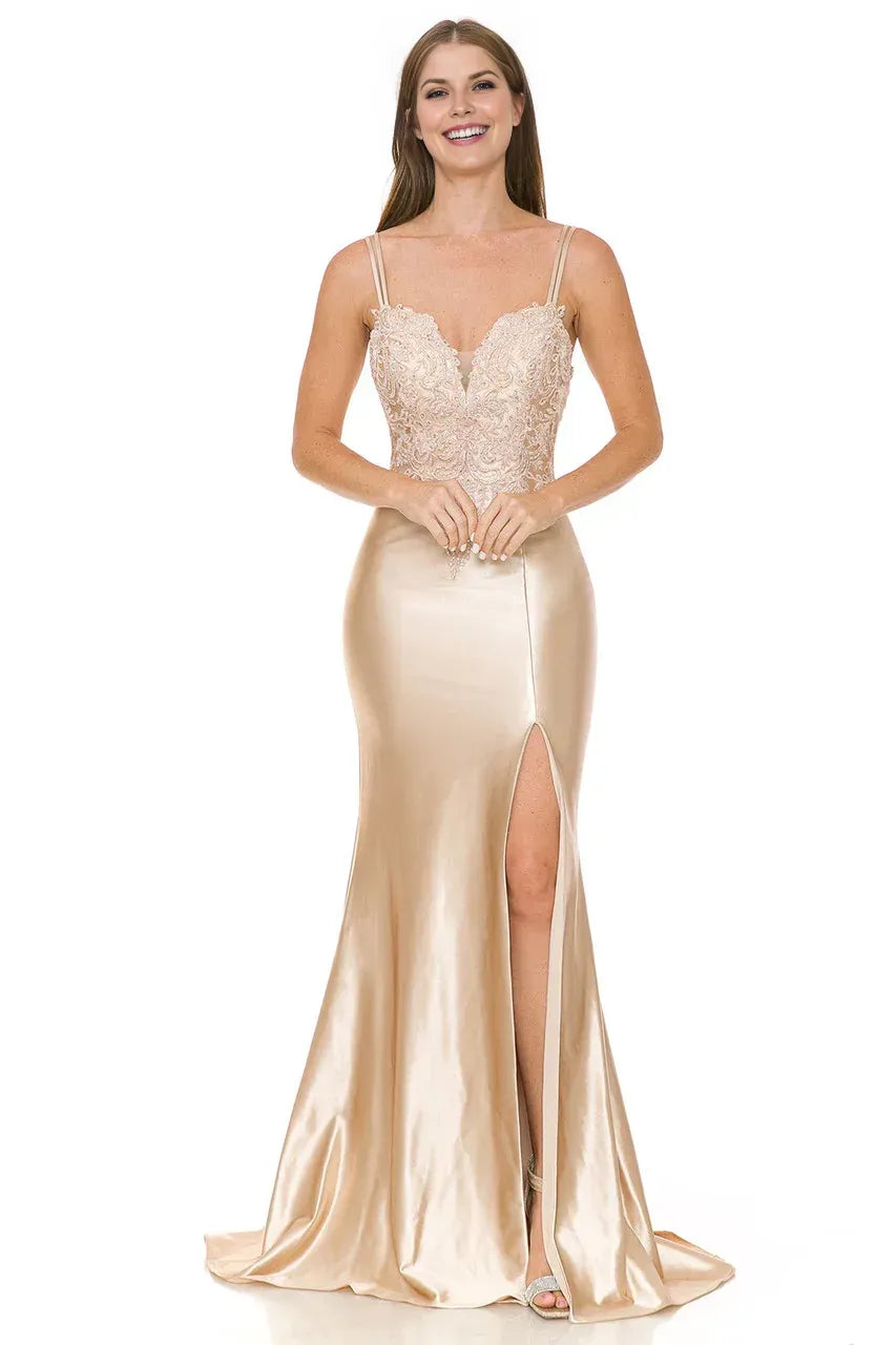 Luxe Mermaid Sweetheart Spaghetti Strap Open Back Floor Length Prom Dress