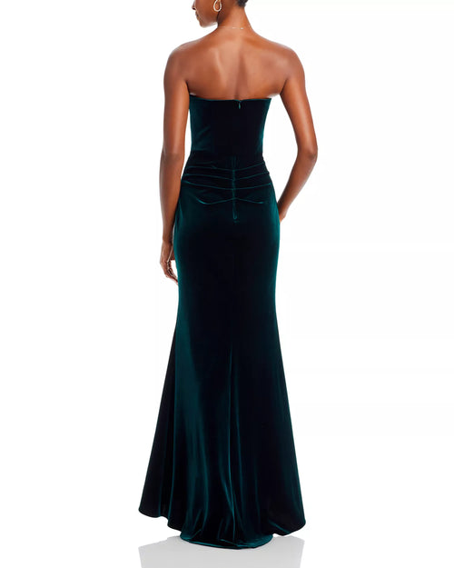 Robe de bal longue en sirène de luxe avec bustier en cœur et dos ruché pour femme