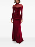 Luxe Mermaid Turtleneck Long Sleeve Sheer Back Floor Length Prom Dress