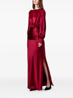 Luxe Sheath Boat Neck Puff Sleeve Tie Back Floor Length For Women Prom Dress