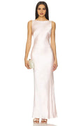 Luxe Sheath Boat Neck Sleeveless Draped Back Floor Length Evening Dress