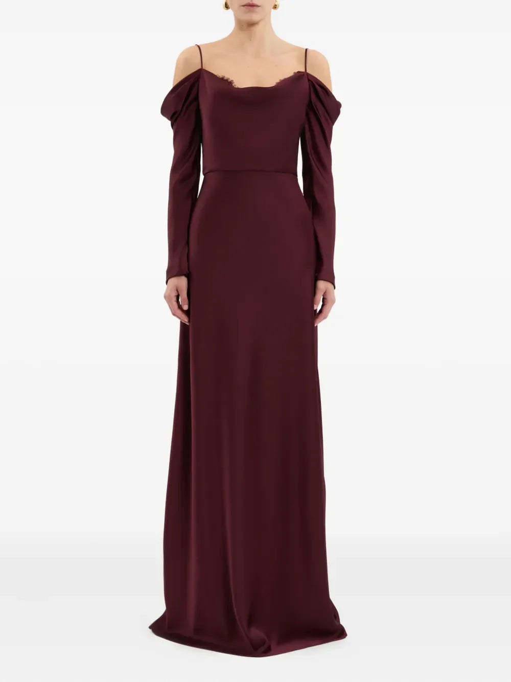 Luxe Sheath Cold-Shoulder Long Sleeve Open Back Floor Length Prom Dress