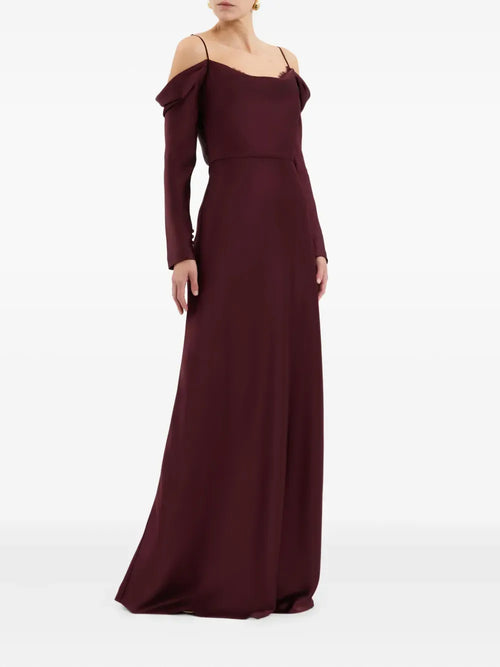 Luxe Sheath Cold-Shoulder Long Sleeve Open Back Floor Length Prom Dress