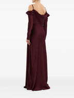 Luxe Sheath Cold-Shoulder Long Sleeve Open Back Floor Length Prom Dress