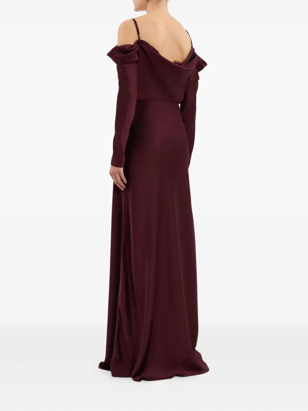 Luxe Sheath Cold-Shoulder Long Sleeve Open Back Floor Length Prom Dress