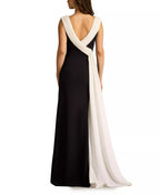 Luxe Sheath Cowl Neck Sleeveless Wrap Back Train Floor Length Hot Sale Prom Dress