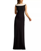 Luxe Sheath Cowl Neck Sleeveless Wrap Back Train Floor Length Hot Sale Prom Dress