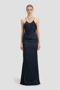 Luxe Sheath Deep-V Neck Spaghetti Strap Keyhole Back Floor Length For Ladies Prom Dress