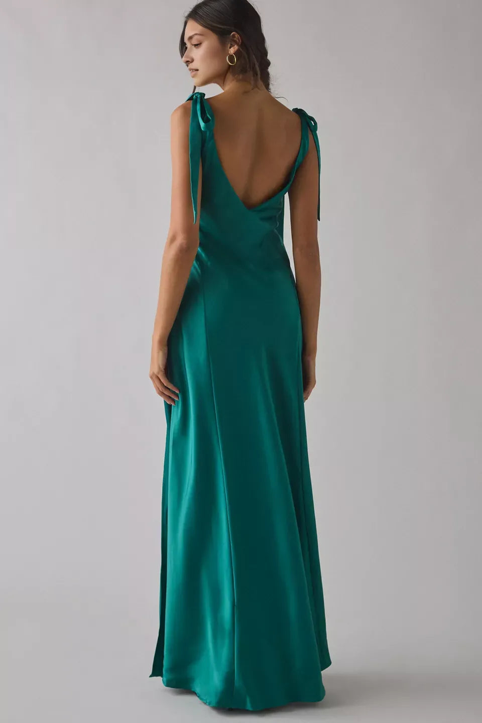 Luxe Sheath Deep V Neck Tie Strap Open Back Slit Floor Length Hot Sale Prom Dress