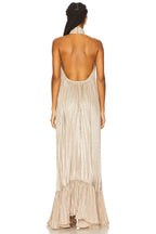 Luxe Sheath Halter Neck Sleeveless Open Back Floor Length Evening Dress