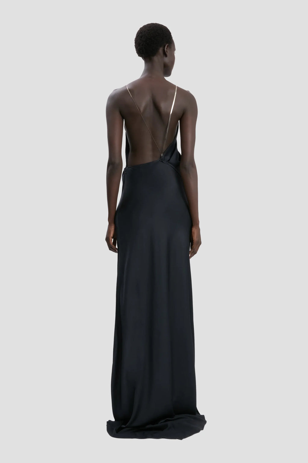 Luxe Sheath Halter-Neck Sleeveless Open Back Ruched Floor Length Prom Dress