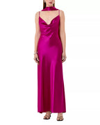 Luxe Sheath Halter Neck Spaghetti Strap Draped Back Floor Length For Adults Prom Dress