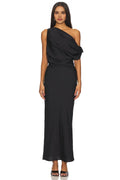 Luxe Sheath One Shoulder Draped Sleeve Floor Length Prom Dress