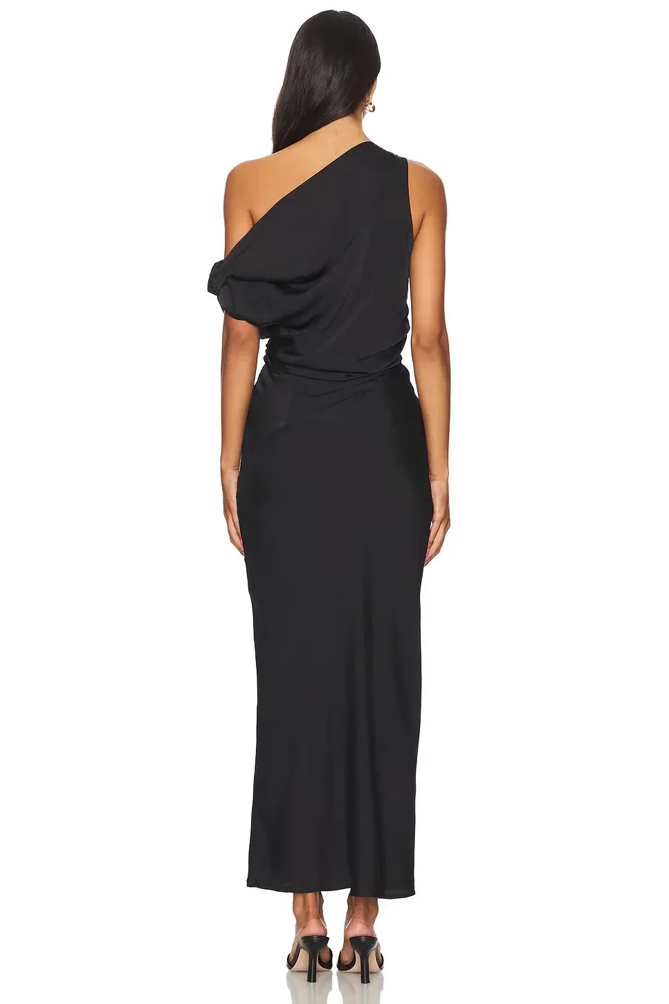 Luxe Sheath One Shoulder Draped Sleeve Floor Length Prom Dress