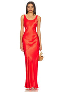 Luxe Sheath Scoop Neck Sleeveless Plunge Back Floor Length Prom Dress