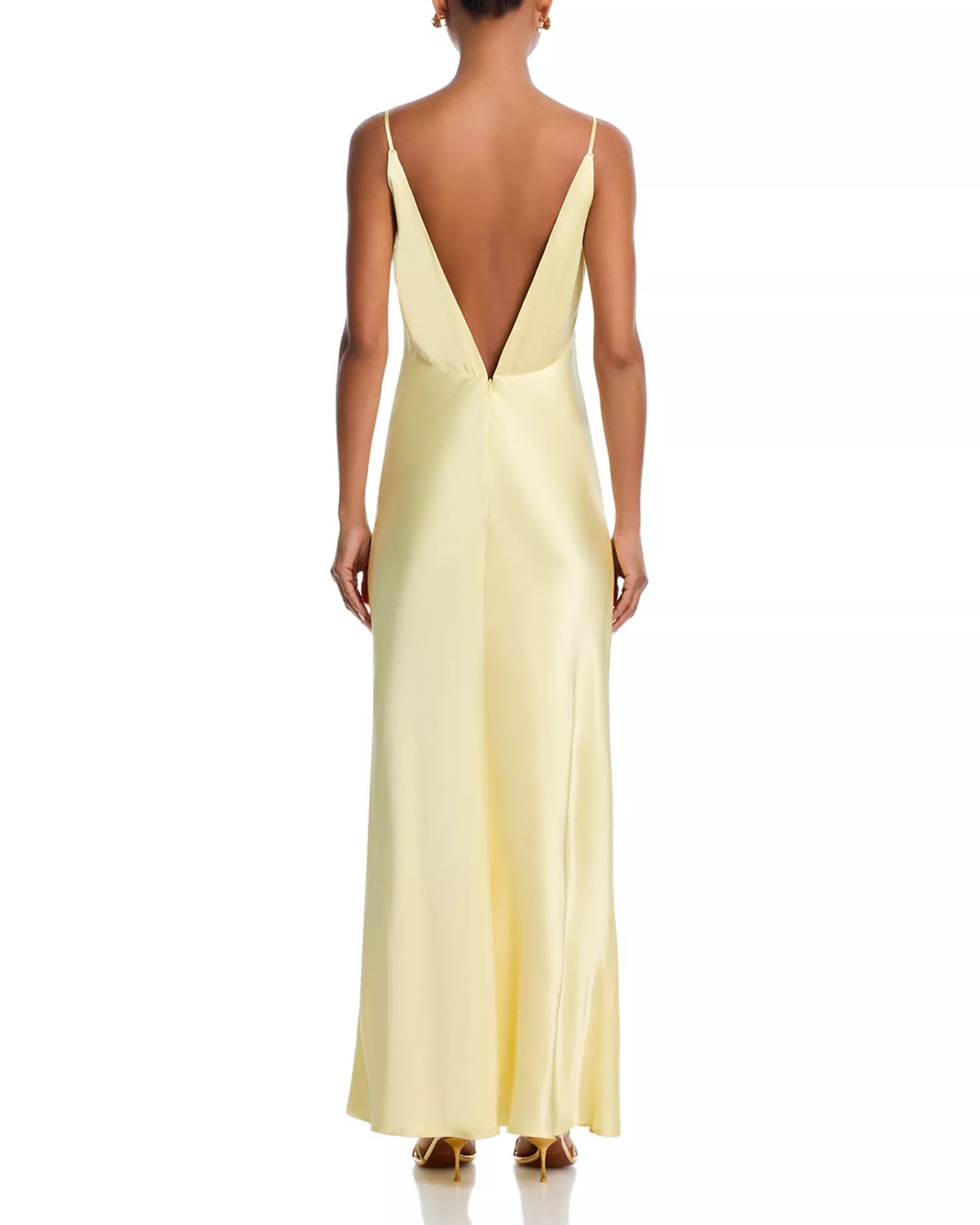 Luxe Sheath Spaghetti Strap Deep V Neck Open Back Floor Length For Sale Prom Dress