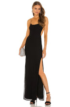 Luxe Sheath Spaghetti Strap Open Back High Slit Floor Length Prom Dress