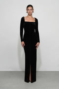 Luxe Sheath Square Neck Long Sleeve Zipper Back Floor Length For Ladies Prom Dress