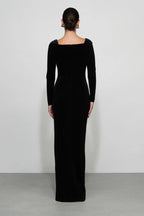 Luxe Sheath Square Neck Long Sleeve Zipper Back Floor Length For Ladies Prom Dress
