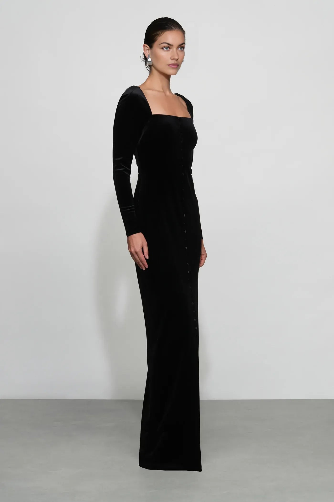 Luxe Sheath Square Neck Long Sleeve Zipper Back Floor Length For Ladies Prom Dress