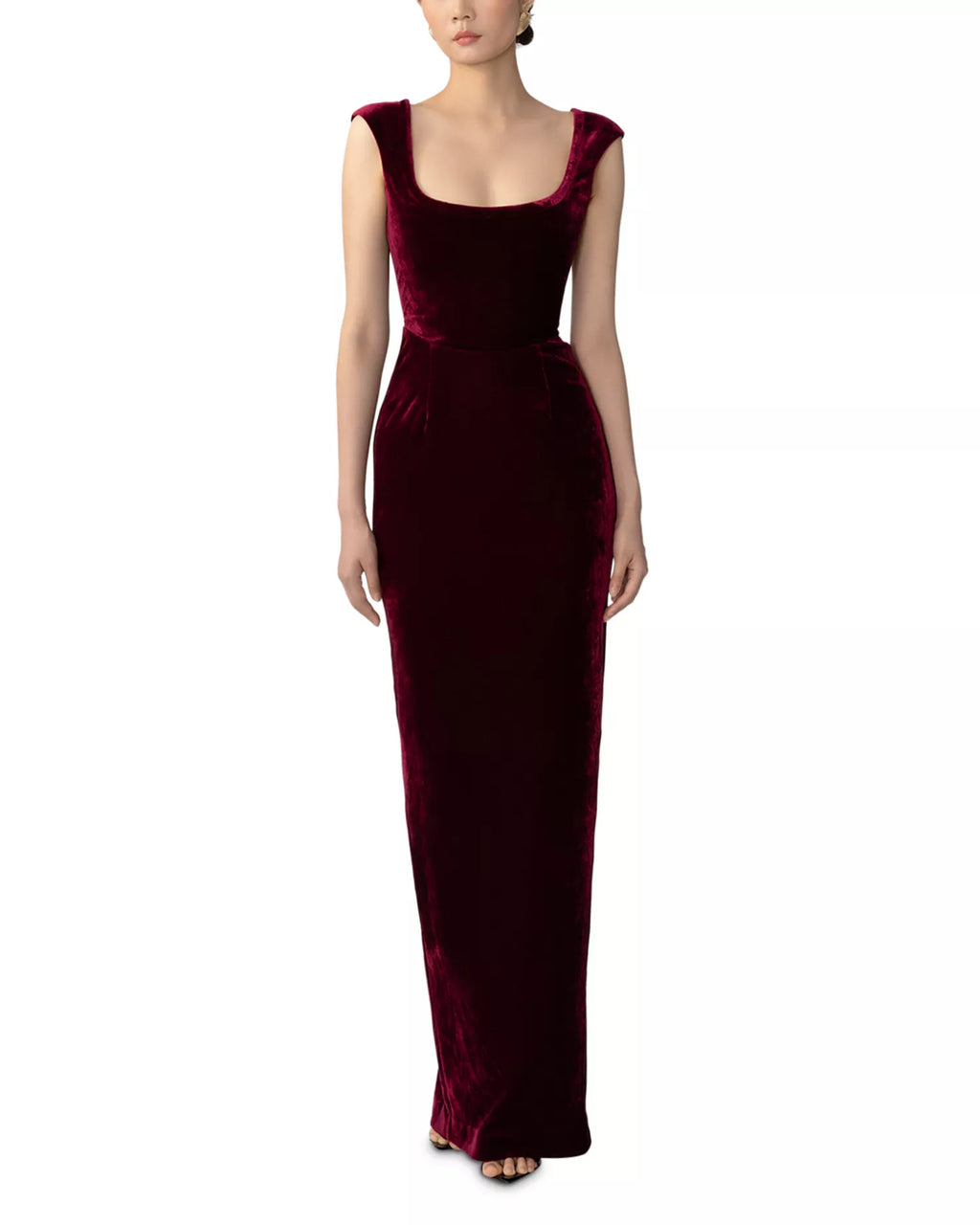 Luxe Sheath Square Neck Sleeveless Open Back Floor Length Prom Dress