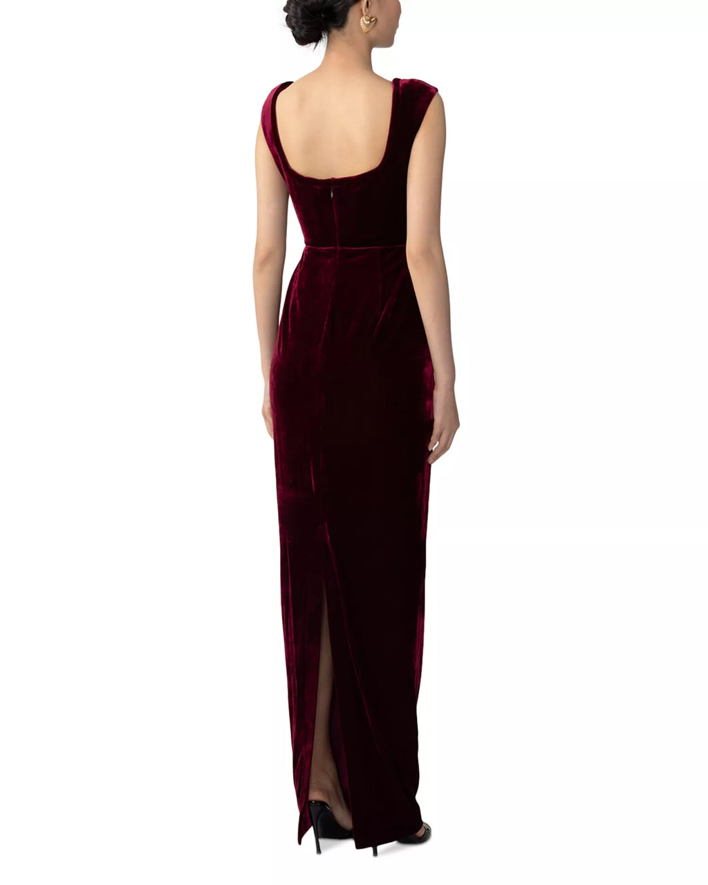 Luxe Sheath Square Neck Sleeveless Open Back Floor Length Prom Dress
