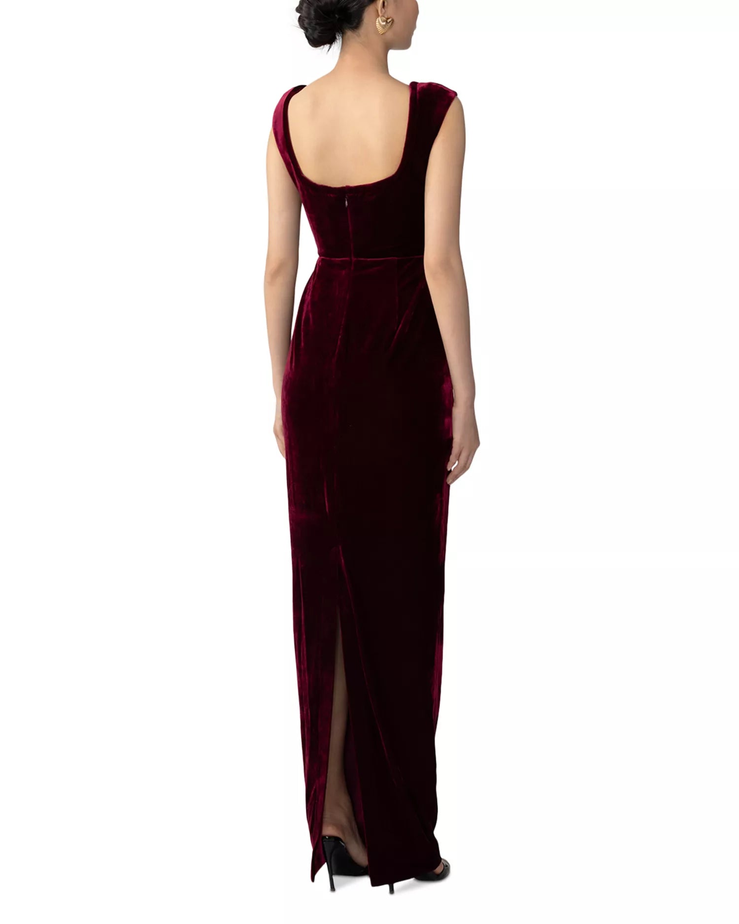 Luxe Sheath Square Neck Sleeveless Open Back Floor Length Prom Dress
