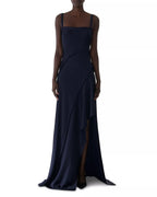 Luxe Sheath Square Neck Spaghetti Strap Asymmetrical Train Floor Length For Ladies Prom Dress