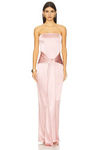 Luxe Sheath Strapless Sleeveless Draped Waist Floor Length Evening Dress