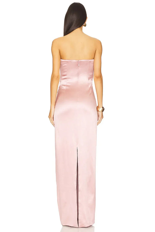 Robe de soirée longue, fourreau de luxe, bustier, sans manches, drapée à la taille