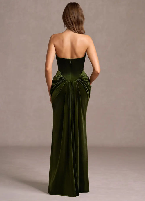 Luxe Trumpet Sweetheart Strapless Open Back Floor Length Female Prom Dress
