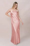 Luxe Satin Strapless Sweetheart Neck Open Back Mermaid Bridesmaid Dress with Pockets Floor-Length Hem