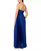 Luxurious A Line Strapless Pleated Bodice Open Back Floor Length Prom Dress