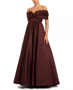 Luxurious Ballgown Off the Shoulder Short Sleeve Ruched Back Floor Length For Adults Prom Dress